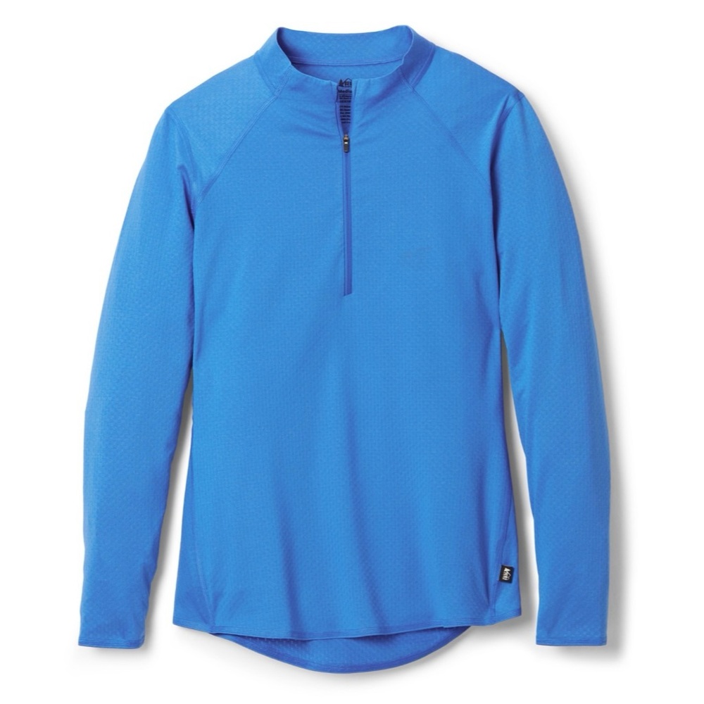 REI Co-Op Lightweight Base Layer Half-Zip Exercise Top Apex Blue XL